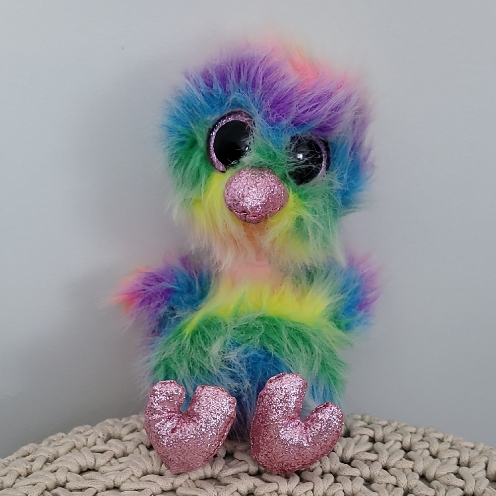 Ty Plush Toy with Blue and Purple Ostrich